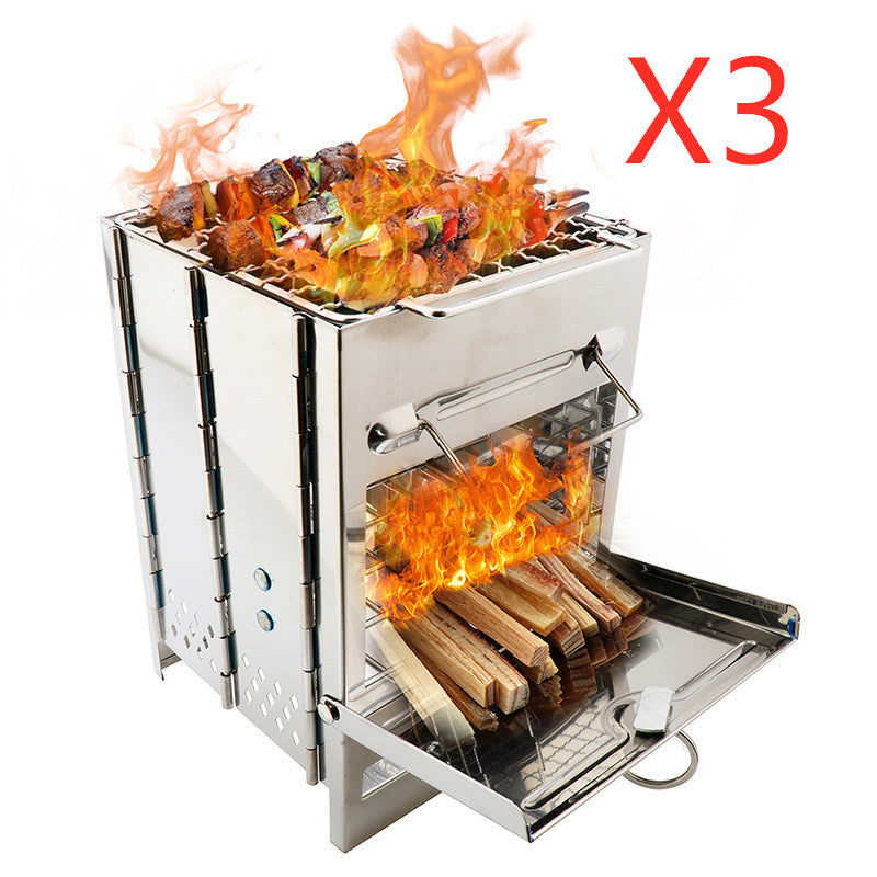 Lightweight Camping Adjustable Burning Wood Stove for BBQ And Cooking With Windproof