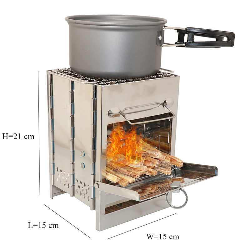 Lightweight Camping Adjustable Burning Wood Stove for BBQ And Cooking With Windproof Outdoor Picnic