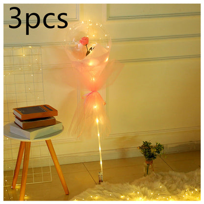 LED Luminous Transparent Balloon Bobo Ball Rose Bouquet