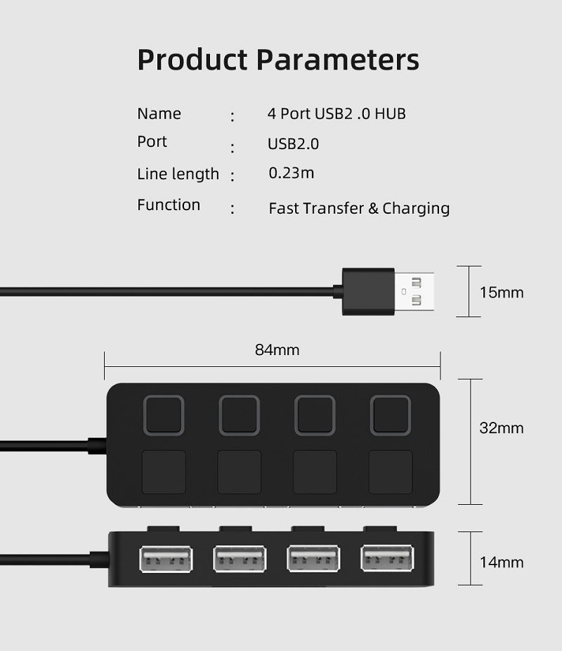 4 Port USB Splitter Extender