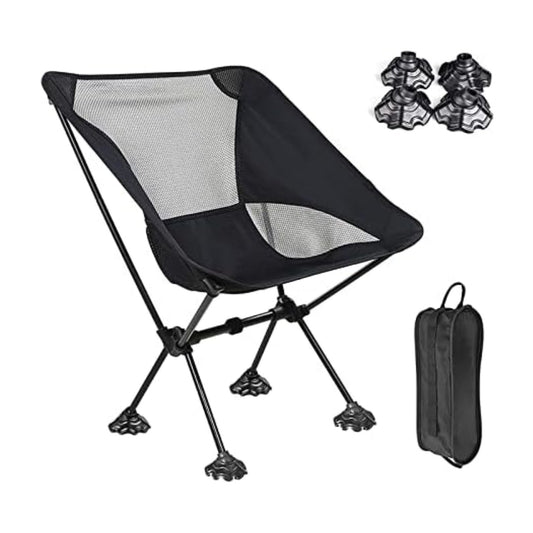 Portable Camping Chair With Anti-Slip Large Feet And Carry Bag For Outdoor Camping And Hiking With Capacity of 220 Lbs
